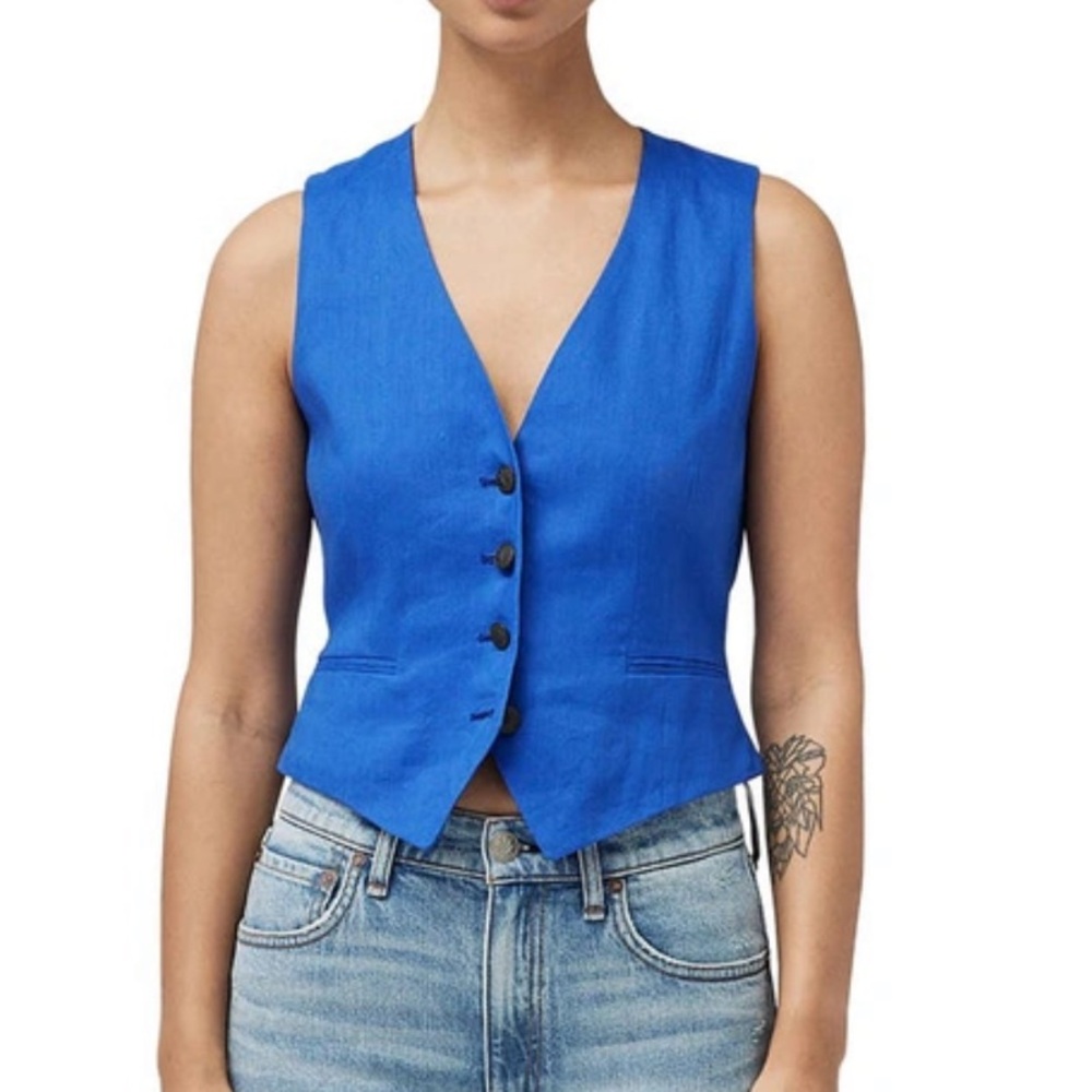 Rag and Bone sky blue linen vest size 0